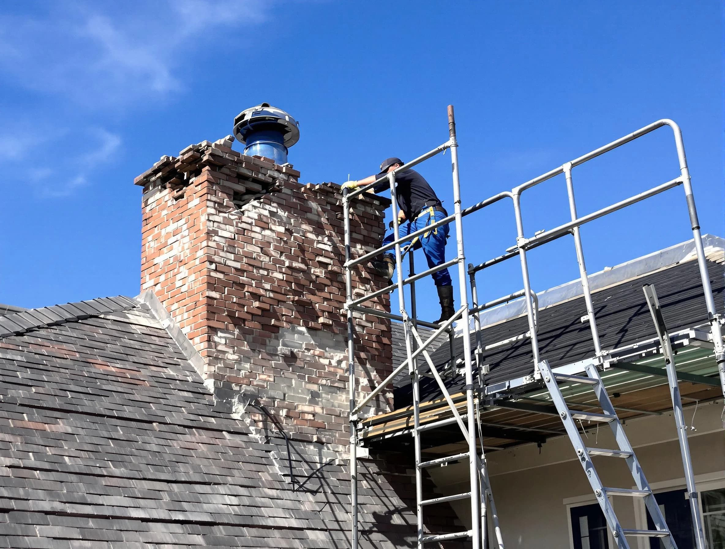 Rebuilding a chimney structure by West Orange Chimney Sweep in West Orange, NJ
