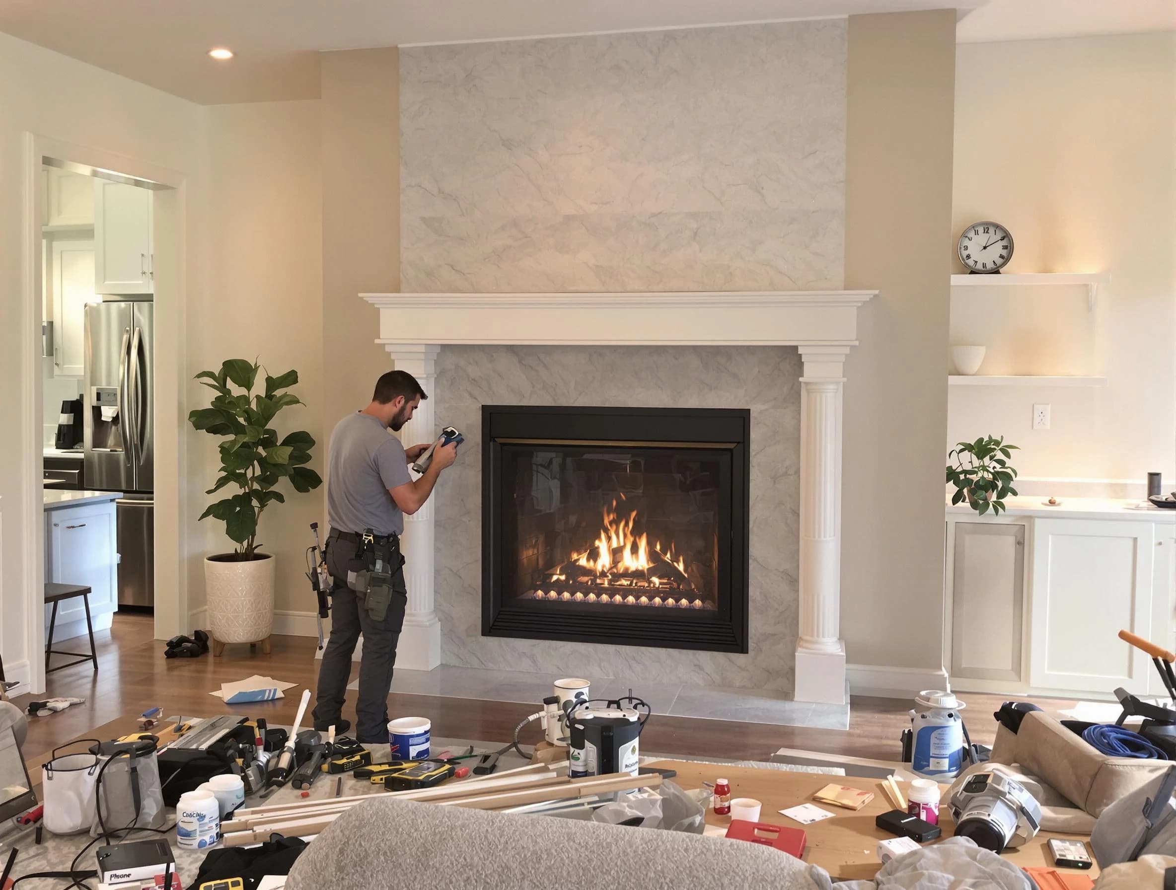 Newly installed fireplace by West Orange Chimney Sweep in West Orange, NJ