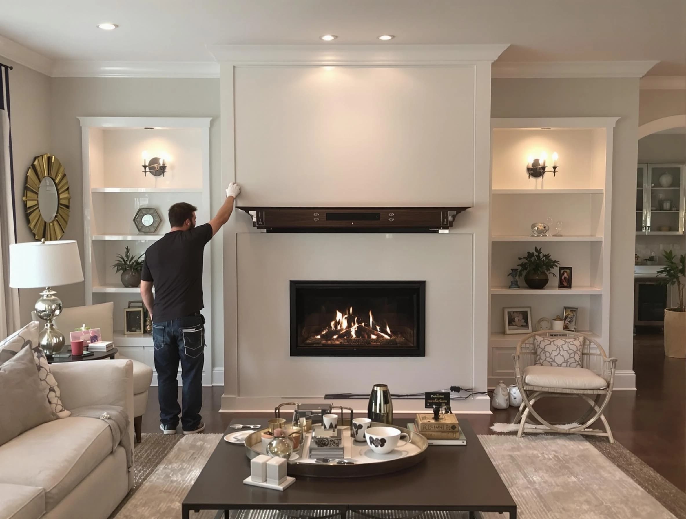 West Orange Chimney Sweep installing a new fireplace in West Orange, NJ