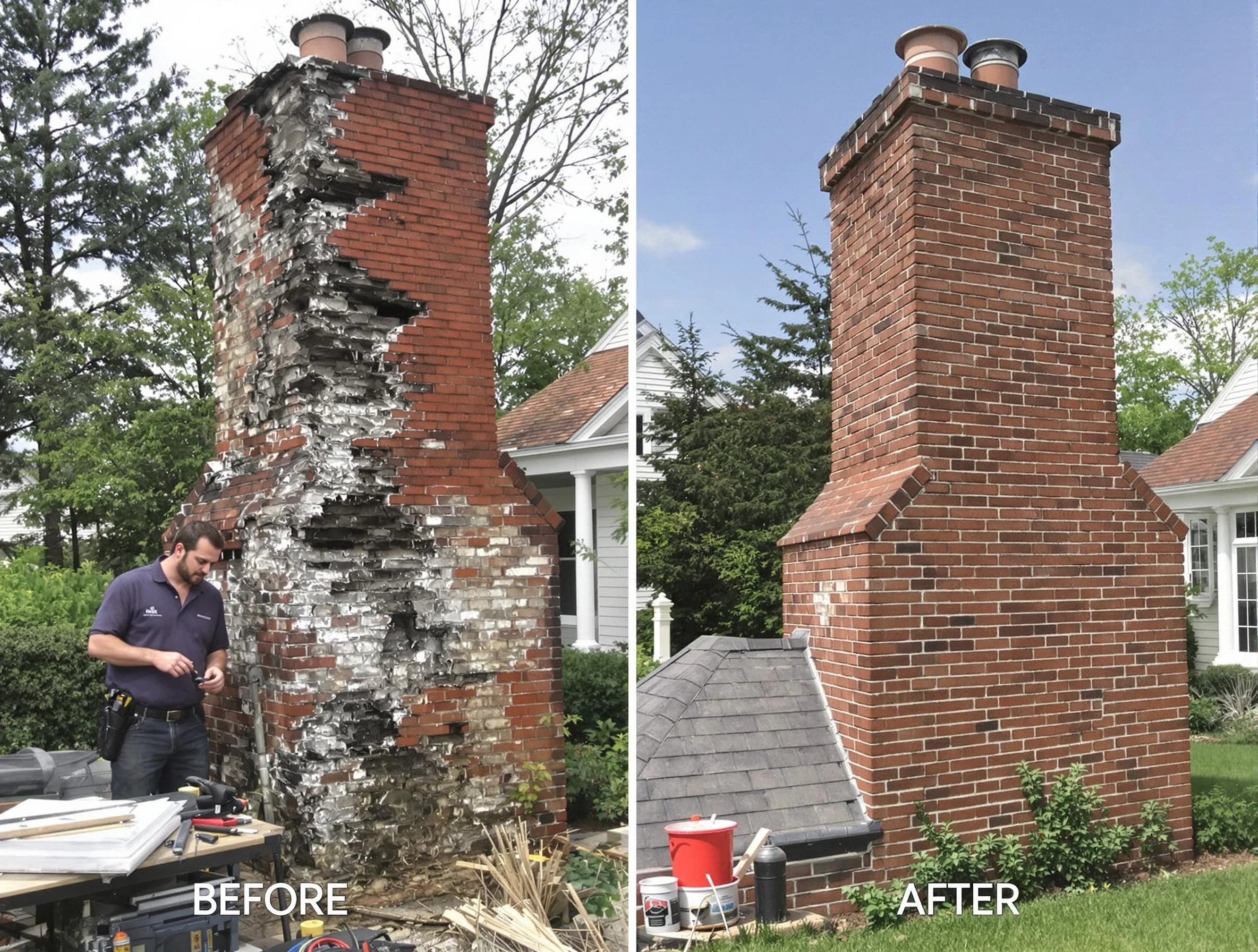 West Orange Chimney Sweep performing a full chimney restoration in West Orange, NJ