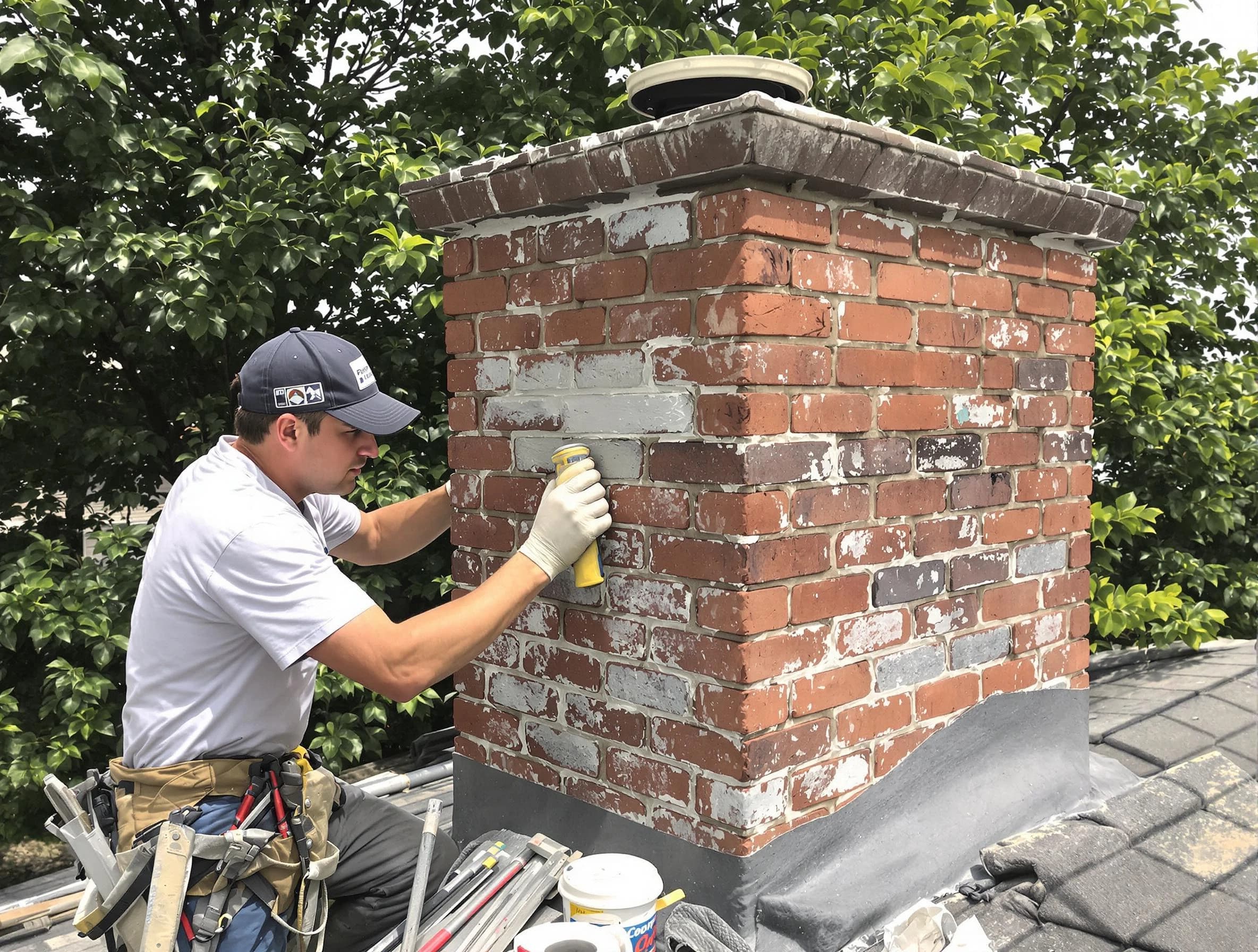 West Orange Chimney Sweep restoring an aging chimney in West Orange, NJ