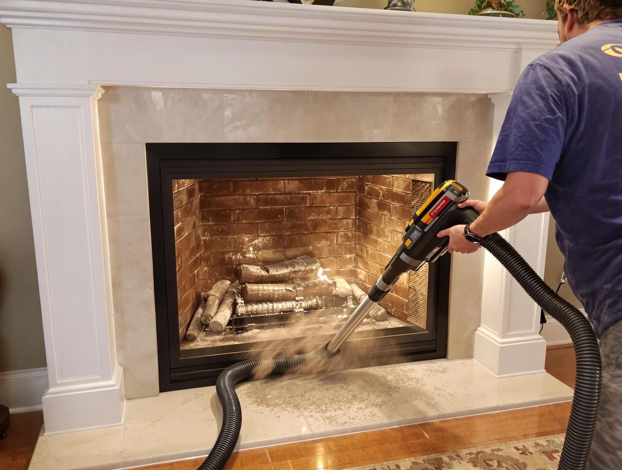 Fireplace cleaning performed by West Orange Chimney Sweep in West Orange, NJ