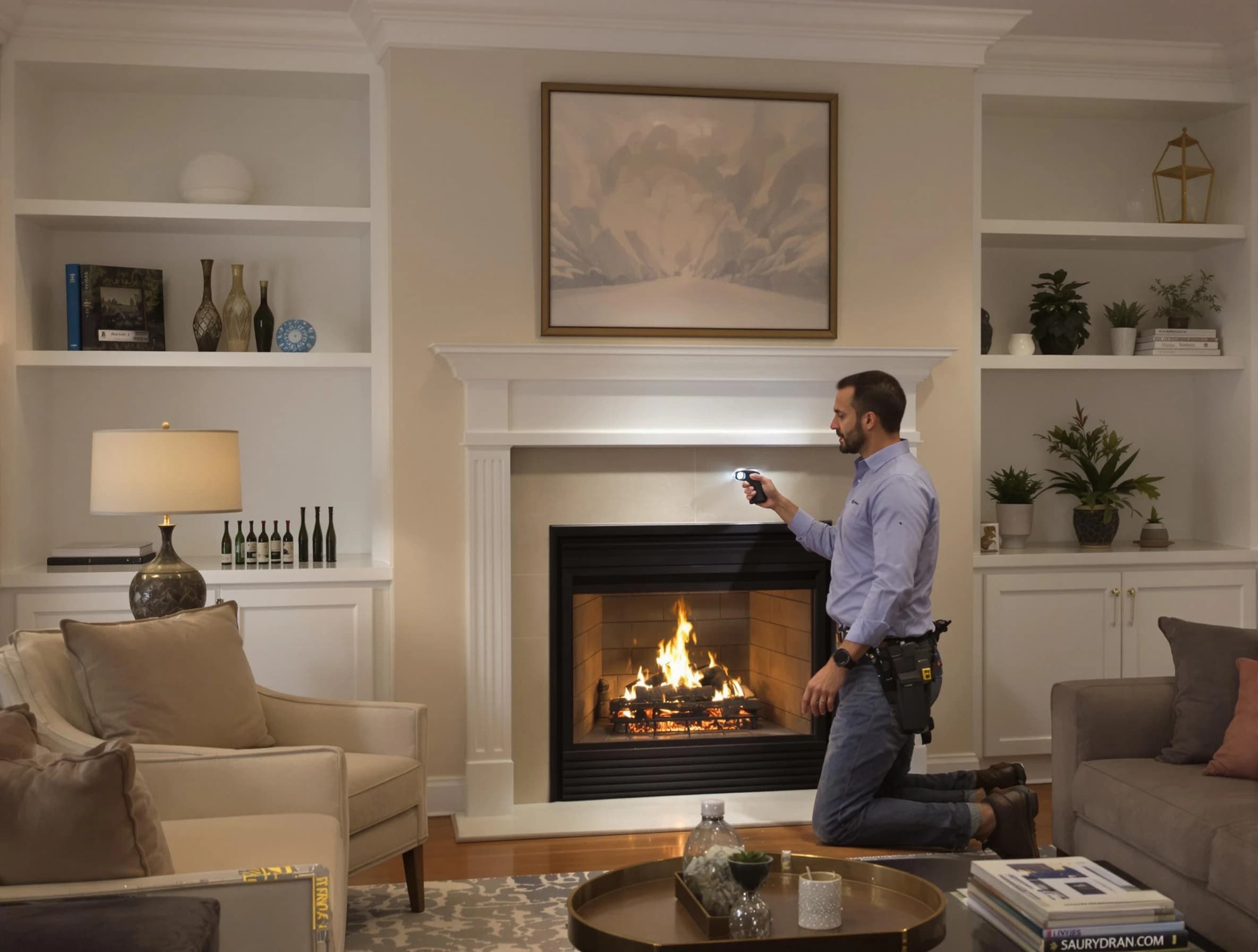 West Orange Chimney Sweep conducting a fireplace safety inspection in West Orange, NJ