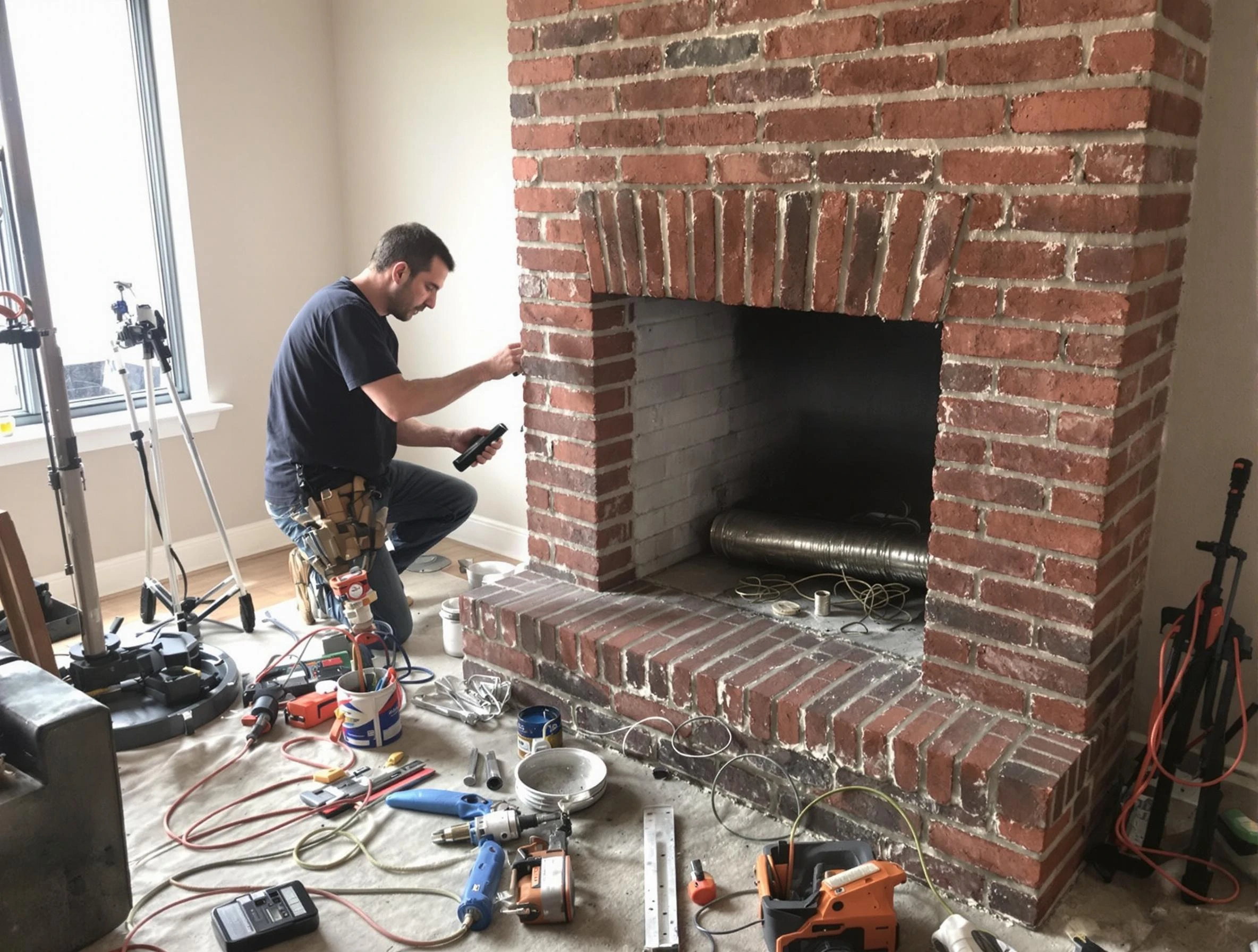 West Orange Chimney Sweep specialist finalizing chimney liner service in West Orange, NJ
